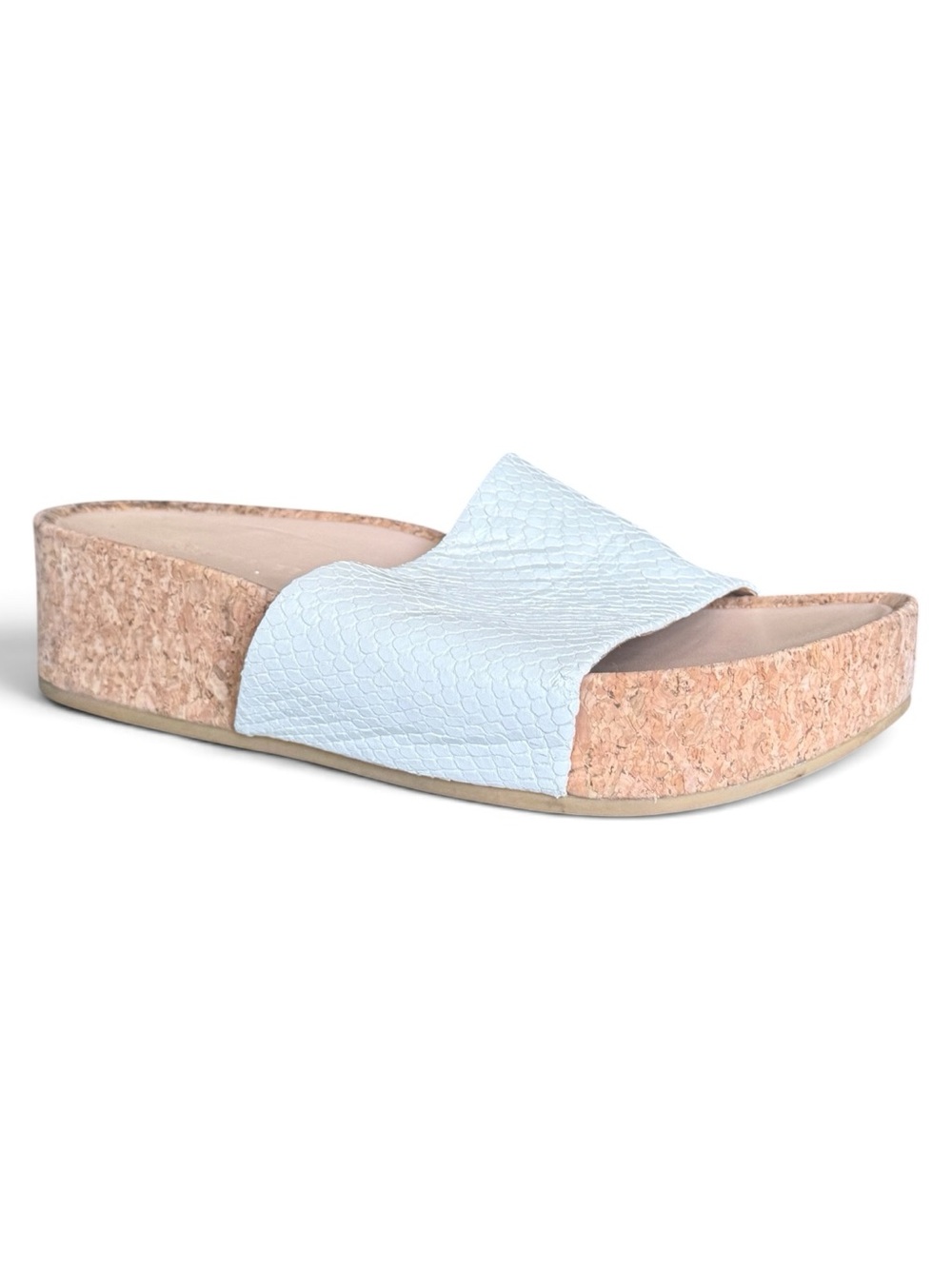 Veronica Beard Dresdyn Platform Slide Sandal Mock Croc White Size 8.5 - Picture 2 of 10